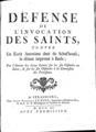 Johann Jakob  Scheffmacher, Defense de l'invocation des Saints, A Strasbourg,  M. DCC. LI. [=1751], ΦΣΑ 3091 Β'