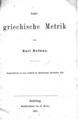 Karl Hofman, Ueber griechische Metrik, Heidelberg, 1871, ΦΣΑ 190
