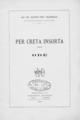 Per Creta insorta : Ode / Cav. Uff. Giuseppe Dott. Palombella ... Bari; Avellino & C., 1897.