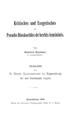 Kritisches und Exegetisches zu Pseudo-Dioskorides de Herbis Femininis / vpn Heinrich Kaestner ___. Regensburg: Druck der Nationalen Verlagsanstalt, 1896. 
