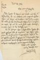Μανουήλ Γεδεών, Επιστολή του Μανουήλ Γεδεών προς τον Λαζαρίδη. Κυψέλη [Αθήνα]: [χειρόγρ.], 1934 χ.μ. 05.