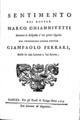 Marco Ghiannivetti,  Sentimento del dottor Marco Ghiannivetti , Basilea, 1714, ΦΣΑ 3015 Δ'