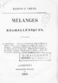 Mélanges Néohelléniques. / Marino P. Vréto, Athènes: Publisher Name Imprimerie Royale, 1856. 
