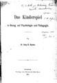 Γεώργιος Βιζυηνός, Das Kinderspiel in Bezug auf Psychologie und Padagogik, Leipzig, 1881, ΦΣΑ 60