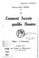 Βώκος, Γεράσιμος, 1869-1927, Comment Socrate qualifie Homère, Paris :Les Presses du Montparnasse, [1926].